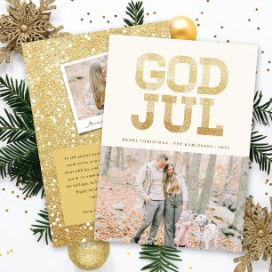 Carte God Jul Swedish Joyeux Noël Stylé Typographie