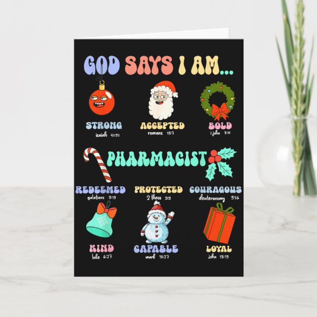 Carte God Says I Am Pharmacist Christmas Pharmacy Tech C (Devant)