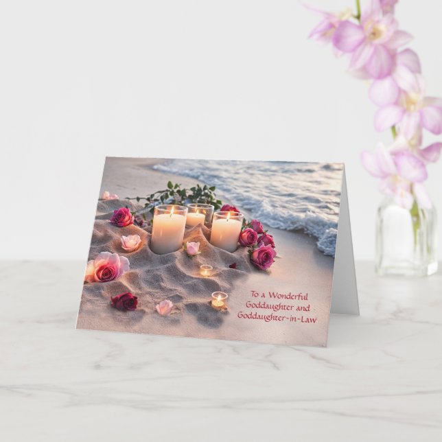 Carte Goddaughter and Wife Congratulations Wedding Day  (Orchidée)