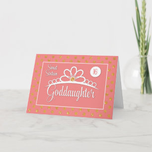 Carte Godgirl 16e anniversaire avec Couronne et or Look
