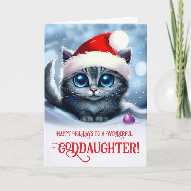 Carte Godgirl Christmas Holiday mignon gris (Devant)