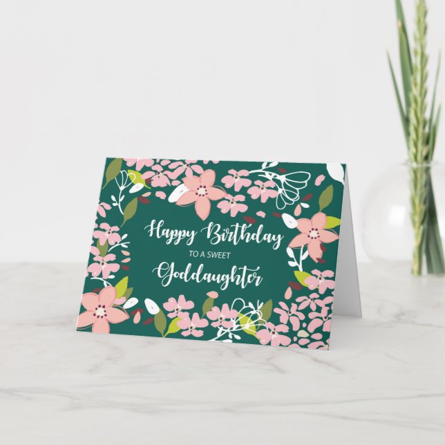 Carte Godgirl Fleurs vertes d'anniversaire (Devant)