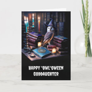 Carte Godgirl Happy Halloween avec Owl Magical Books