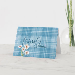 Carte Godgirl marguerite sur aqua plaid anniversaire