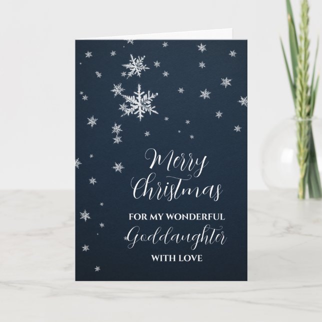 Carte Godgirl neigeuse moderne Joyeux Noël (Devant)