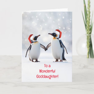 Carte Godgirl Noël Joyeux Vacances Pingouins mignons