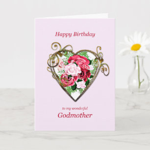 Carte Godmère Anniversaire Antique Peint Rose