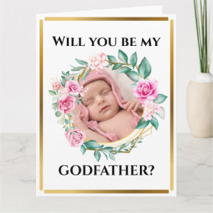 Carte Godmère demander floral rose couronne photo cadre 