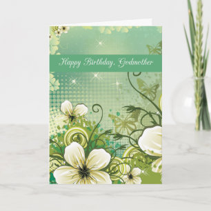 Carte Godmère Fleurs vertes d'anniversaire