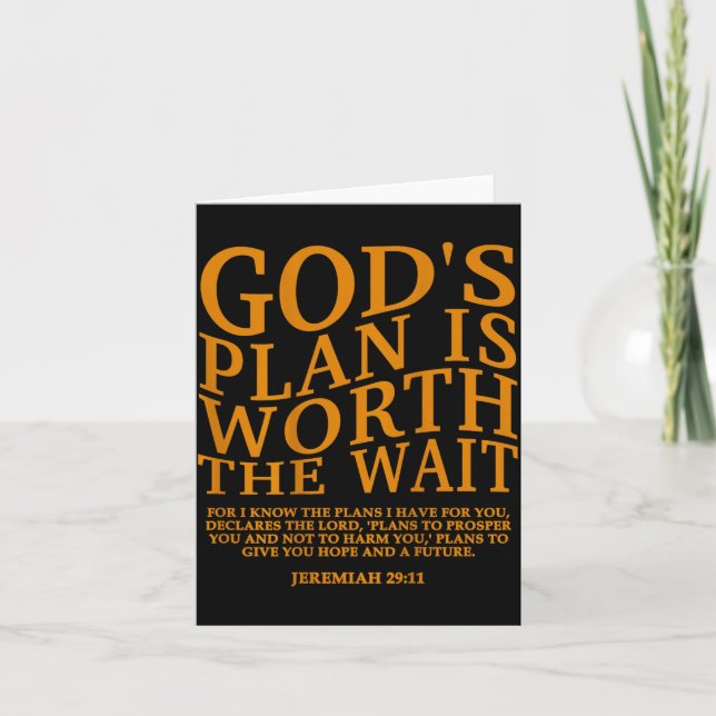 Carte God's Plan Worth Wait Christian Scripture Design (Devant)