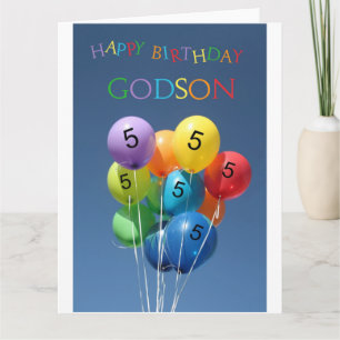 Carte Godson, ballons colorés à 5 ans