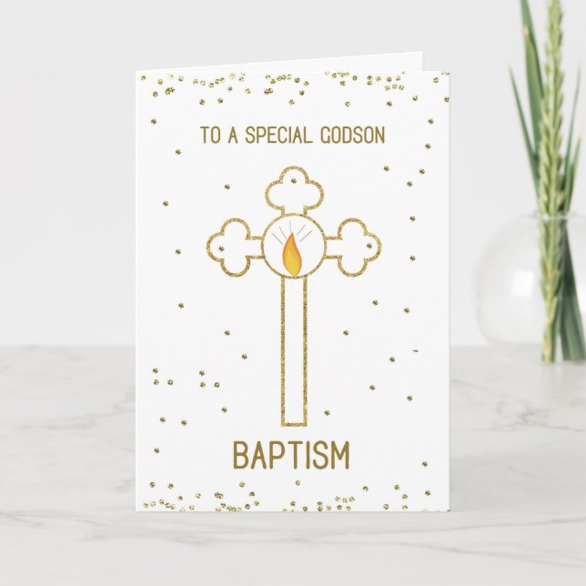 Carte Godson Baptism Gold Cross (Devant)