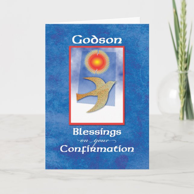 Carte Godson Confirmation Dove on Blue (Devant)