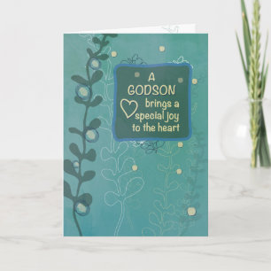 Carte Godson Religieux Anniversaire Vert Main Levée