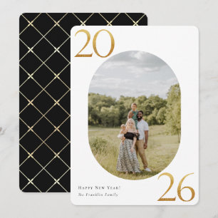 Carte Gold 2024 Nouvel An Photo Holiday