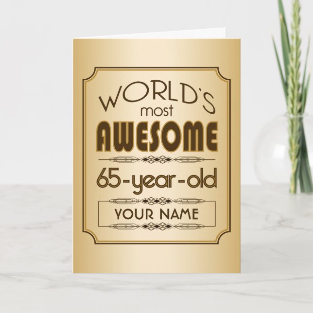 Carte Gold 65th Birthday Celebration World Meilleur Fabu (Devant)