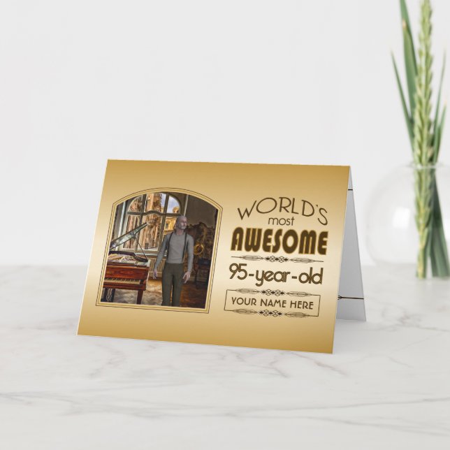 Carte Gold 95th Birthday World's Best Custom Photo Frame (Devant)