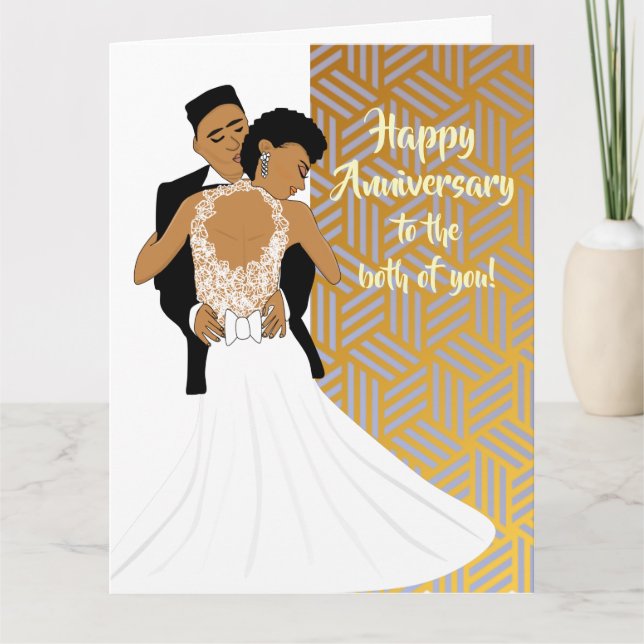 Carte Gold African American Couple Anniversaire (Devant)