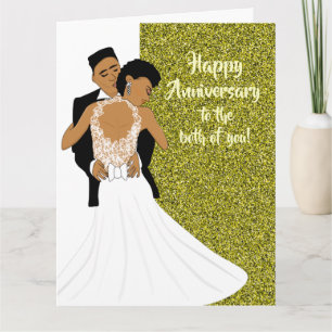 Carte Gold African American Couple Anniversaire