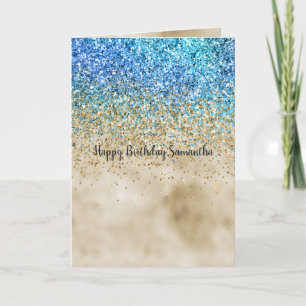 Carte Gold Aqua Purple Parties scintillant Sparkle