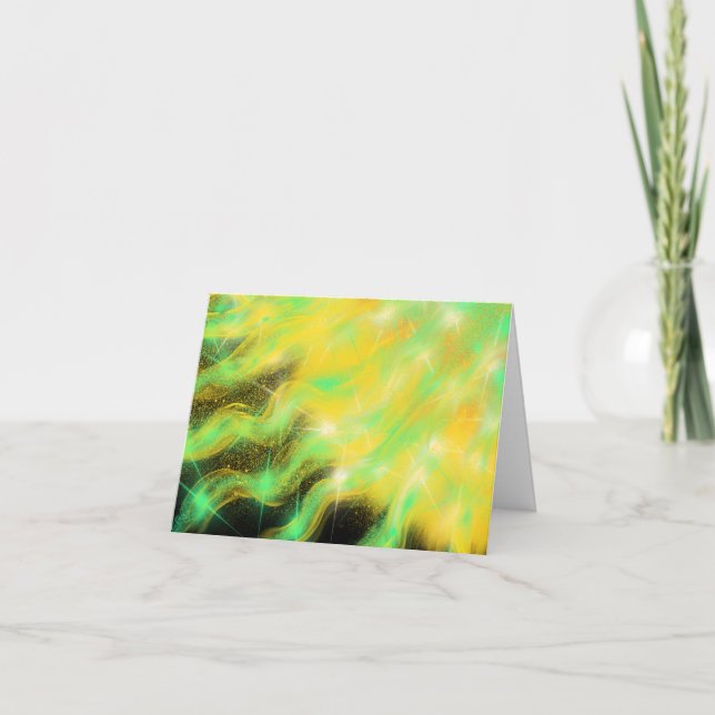 Carte Gold Aqua Starburst Moderne peinture d'art chrétie (Devant)