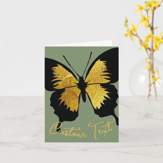 CARTE GOLD BLACK BETTERFLY PERSONNALISÉ SCRIPT TEXTE SAG (Fleur jaune)