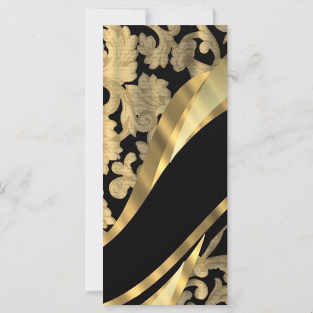 Carte Gold & black damask swirl (Devant)