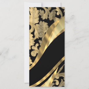 Carte Gold & black damask swirl