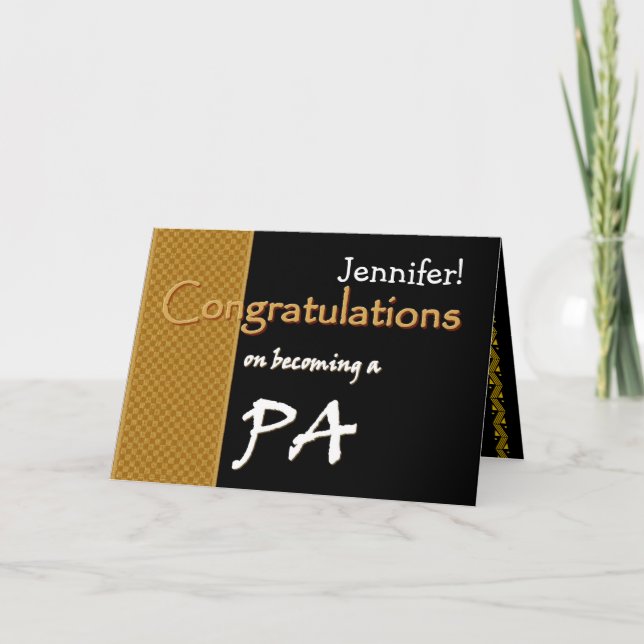 Carte Gold Black Félicitations Médecin adjoint (Devant)