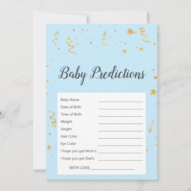 Carte Gold Celebration on Blue Baby Predictions Jeu (Devant)