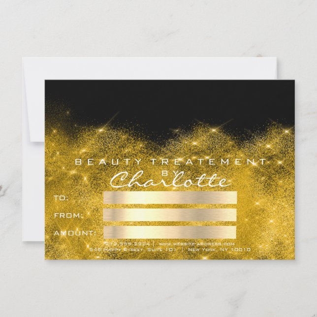 Carte Gold Confetti Parties scintillant Beaty Salon Cert (Devant)