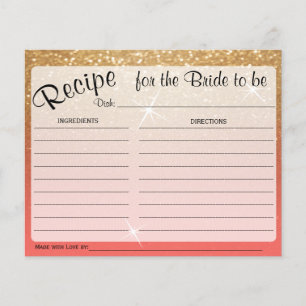 Carte Gold et Coral Bride to Be Recipe
