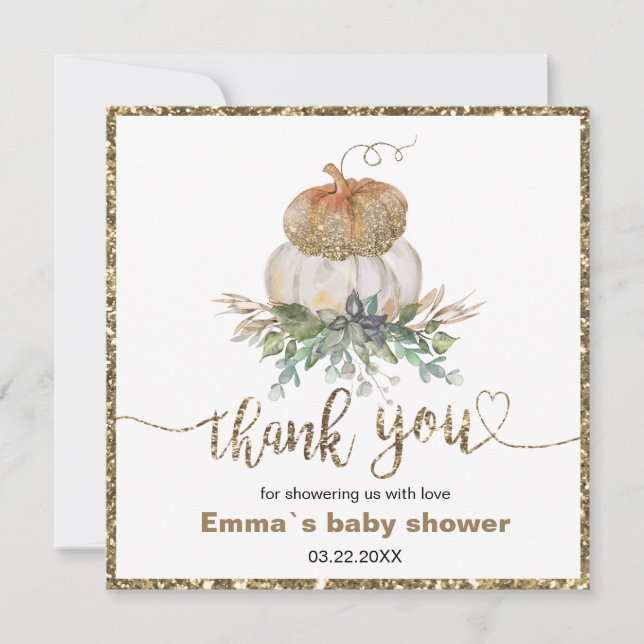 Carte Gold et White Citrouille Fall merci (Devant)