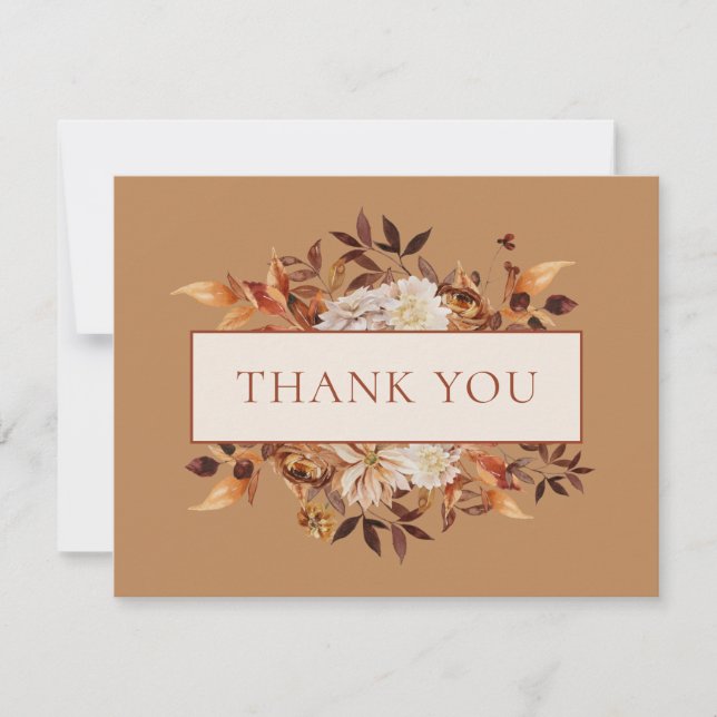Carte Gold Fall Terracotta Feuille Floral Merci (Devant)