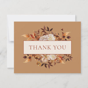 Carte Gold Fall Terracotta Feuille Floral Merci