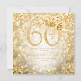 Carte Gold Floral 60e Anniversaire Lumières