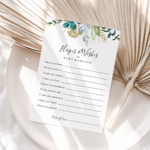 Carte Gold Floral Baby shower Vert