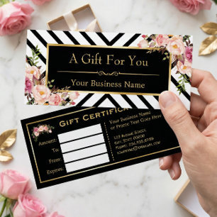 Carte Gold Floral Maquillage Hair Salon Certificat cadea