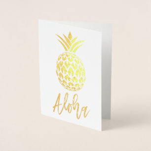 Carte Gold Foil Aloha avec Motif à ananas