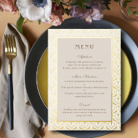 Carte Gold Foil Art Déco Mariage Réception Menu