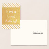 Carte Gold Foil de base "Ayez un grand anniversair