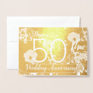 Carte Gold Foil "Happy 50th Mariage Anniversary"