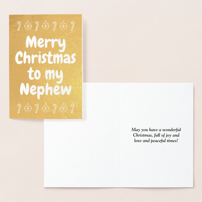Carte Gold Foil "Joyeux Noël à mon neveu" (Affichage)