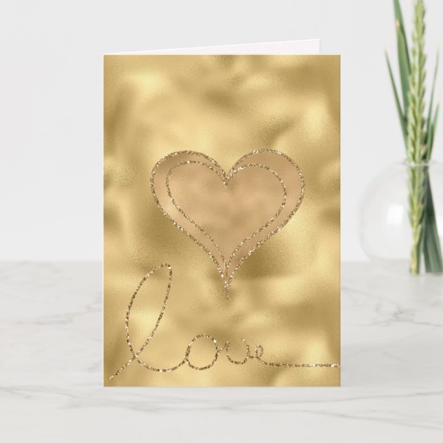 Carte Gold Glam Love Parties scintillant Coeur (Devant)