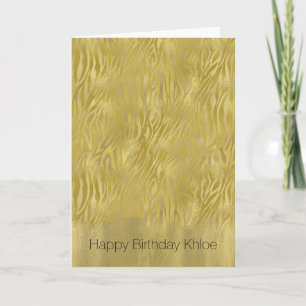 Carte Gold Glam Zebra Print Stripes Anniversaire