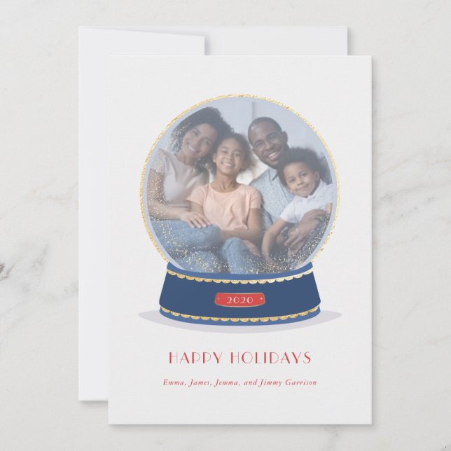 Carte Gold Glimer Snow Globe (Devant)