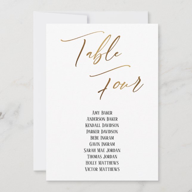 Carte Gold Handwriting Table Four Seasons Chart (Devant)