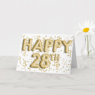 Carte Gold Happy 28e anniversaire
