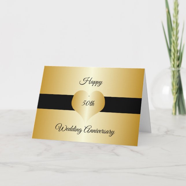 Carte Gold Heart Personnalisé 50e anniversaire de Mariag (Devant)