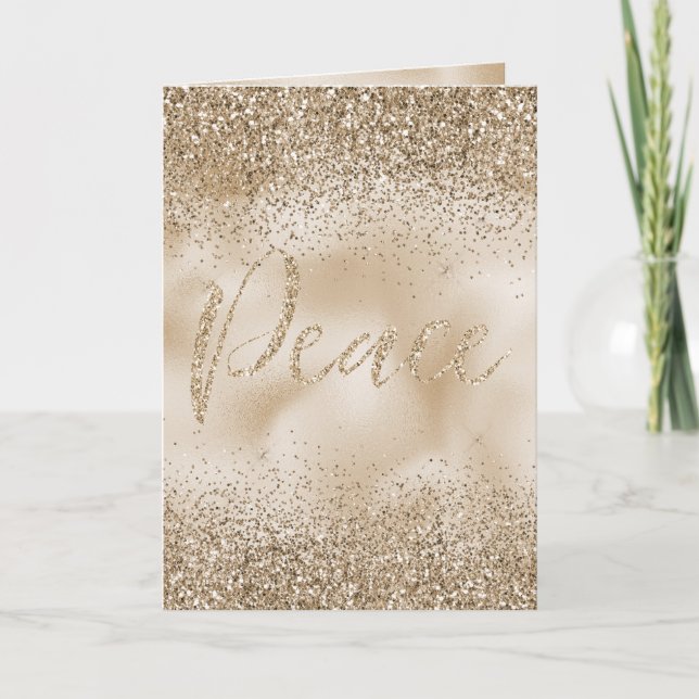 Carte Gold Luxe Parties scintillant Peace (Devant)